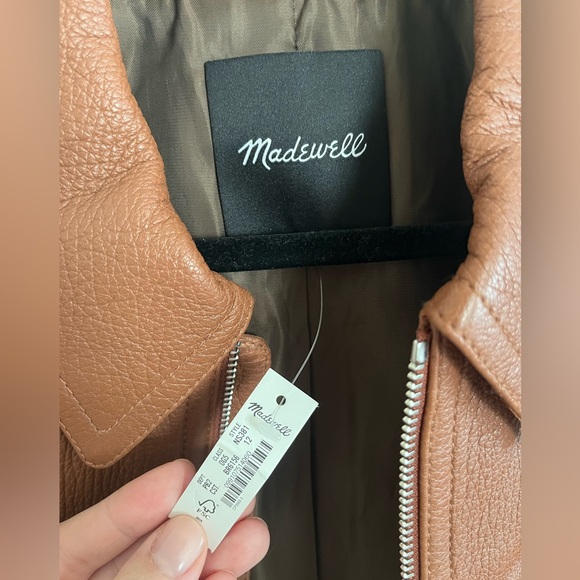 Madewell NWT shrunken zip-front leather jacket in cedar - Picture 9 of 11